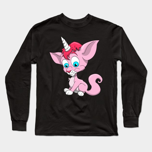 Unicorn Cat Long Sleeve T-Shirt by Wickedcartoons